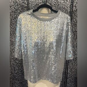Silver Sequin Women's Top